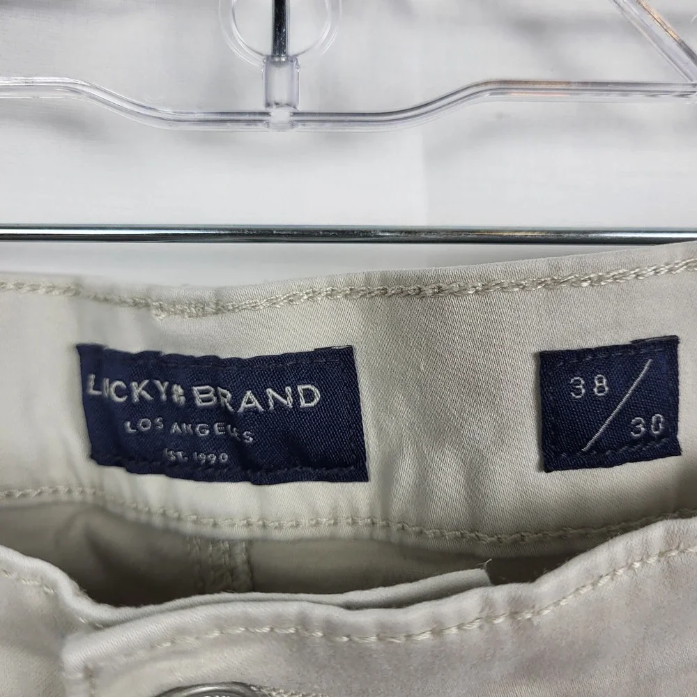 Lucky Brand Mens 38x30 Beige Straight Leg Jeans Stretch 5 Pocket Casual Pants